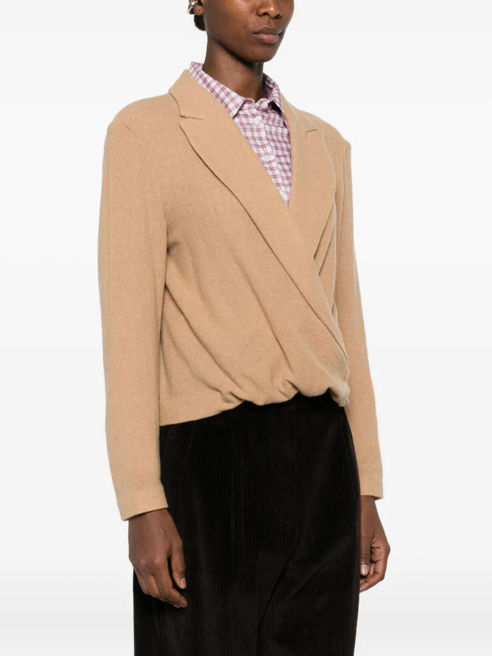 R13 Twisted Lapel Top In Brown