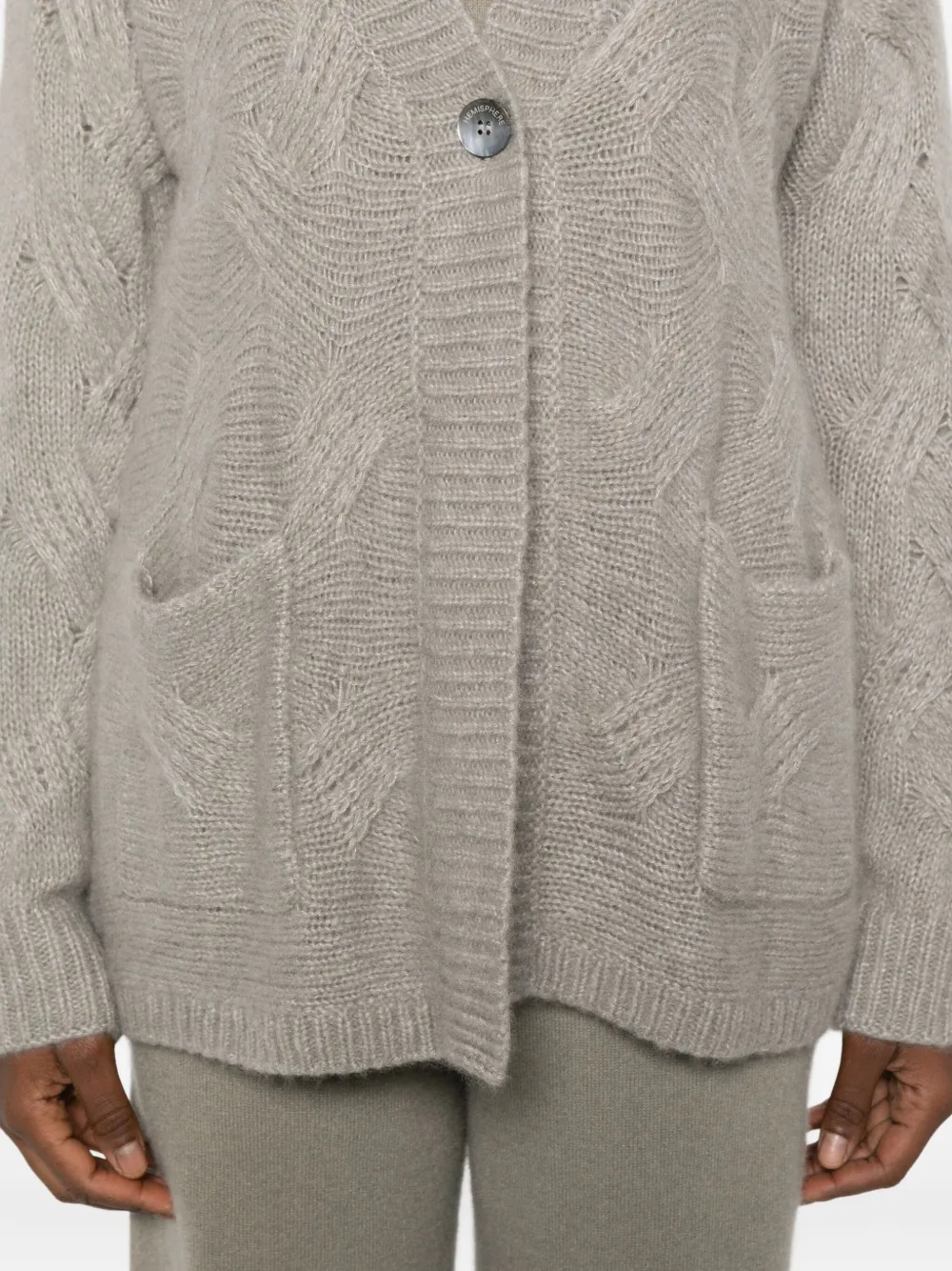 Hemisphere Cable-knit Cardigan In Gray