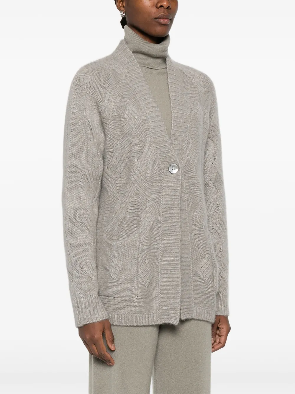 Hemisphere Cable-knit Cardigan In Gray