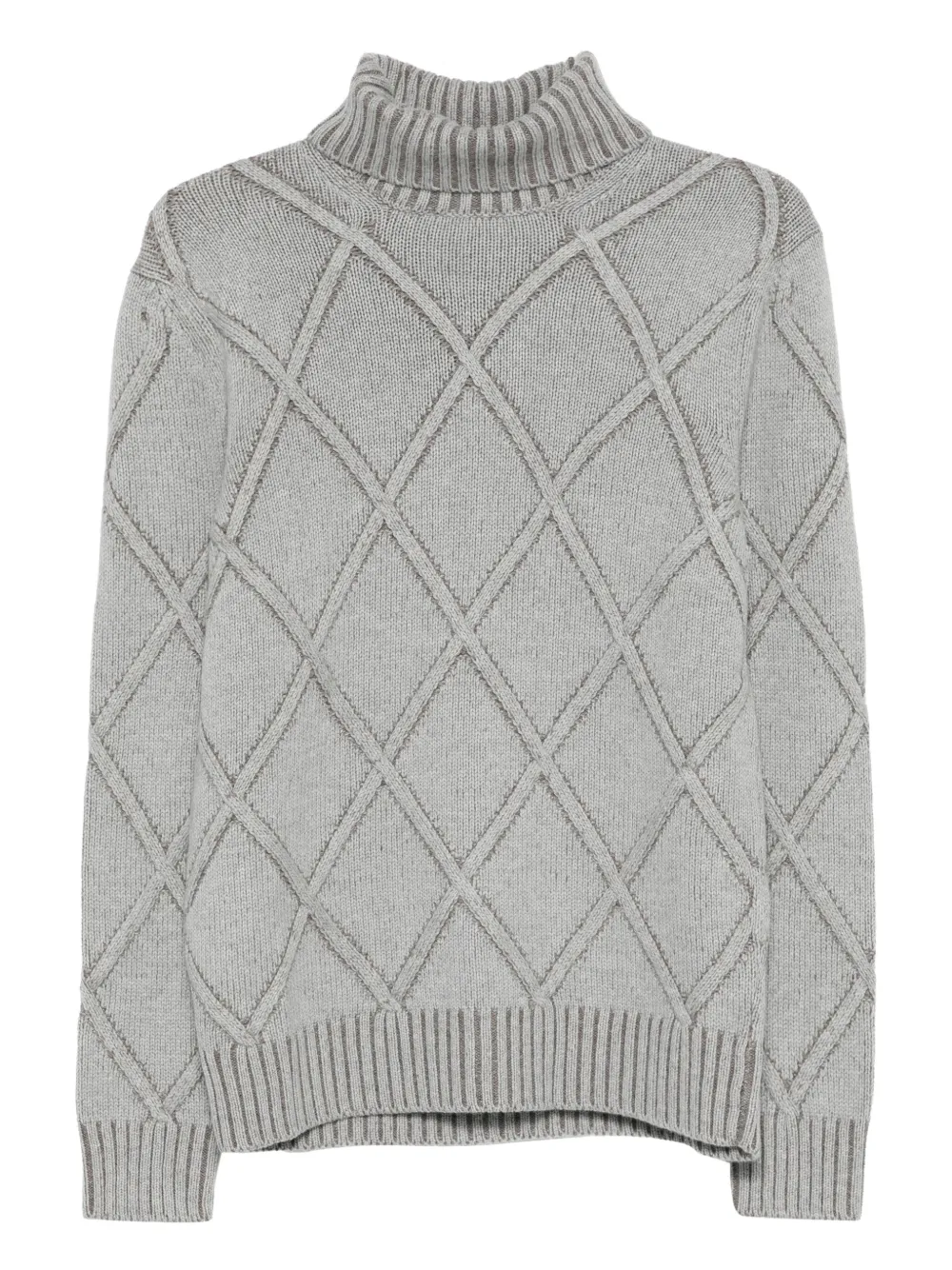 Barba argyle-checked roll-neck jumper - グレー Barba argyle-checked roll-neck jumper - グレー