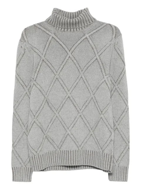 Barba argyle-checked roll-neck jumper