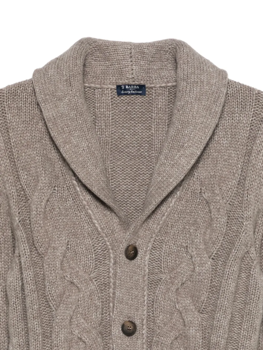 Barba Kabelgebreid vest met knopen Bruin