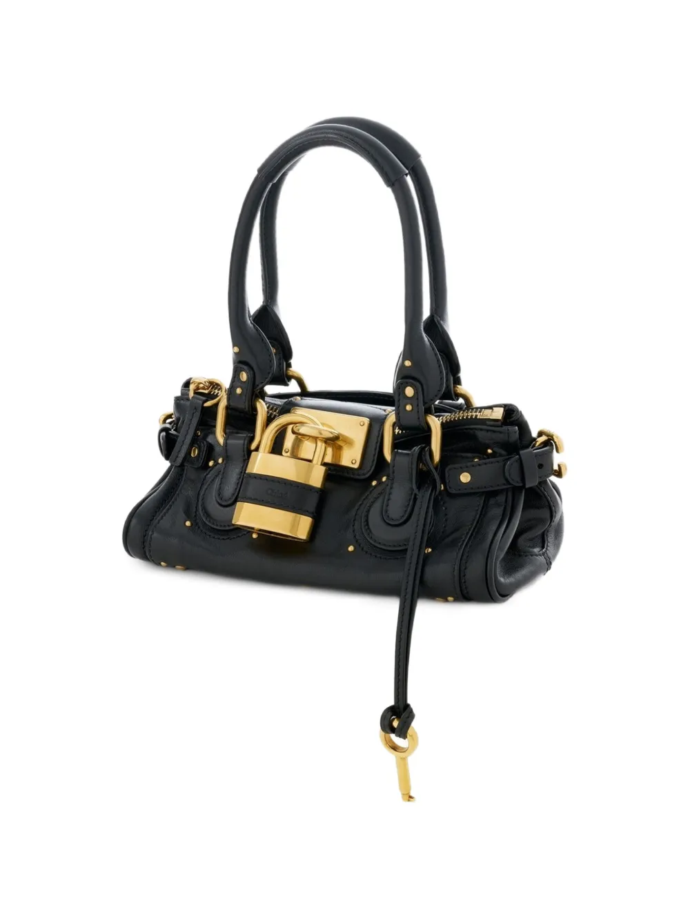 Chloé Small Paddington Bag in Grained Leather in Black, view 4