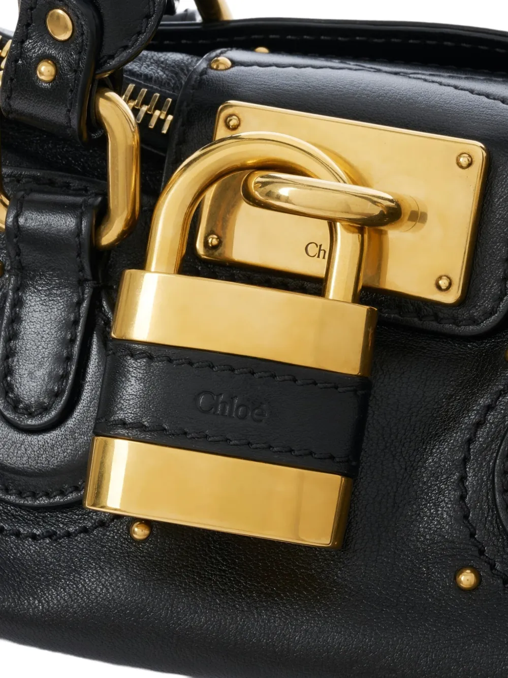 Chloé Small Paddington Bag in Grained Leather in Black, view 5