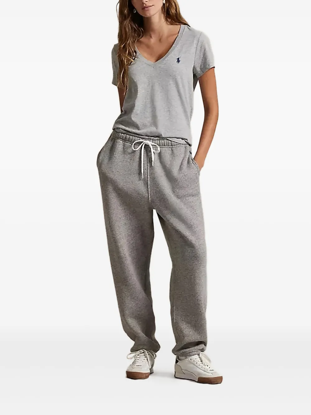 Polo Ralph Lauren T-shirt met V-hals en logodetail Grijs