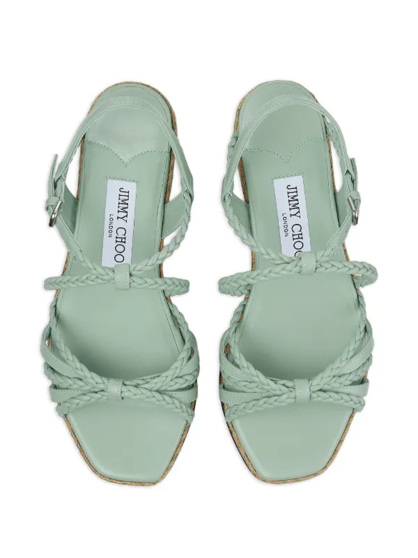 Jimmy Choo Nyra 60 Braided Platform Sandals | Green | FARFETCH