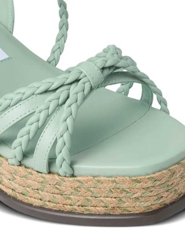 Jimmy Choo Nyra 60 Braided Platform Sandals | Green | FARFETCH