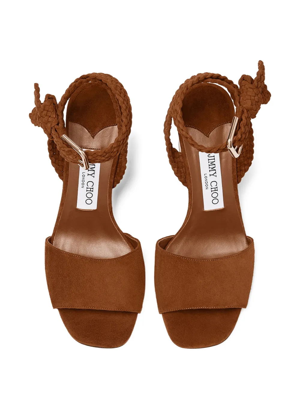 Jimmy Choo Rori gevlochten sandalen met hak Bruin