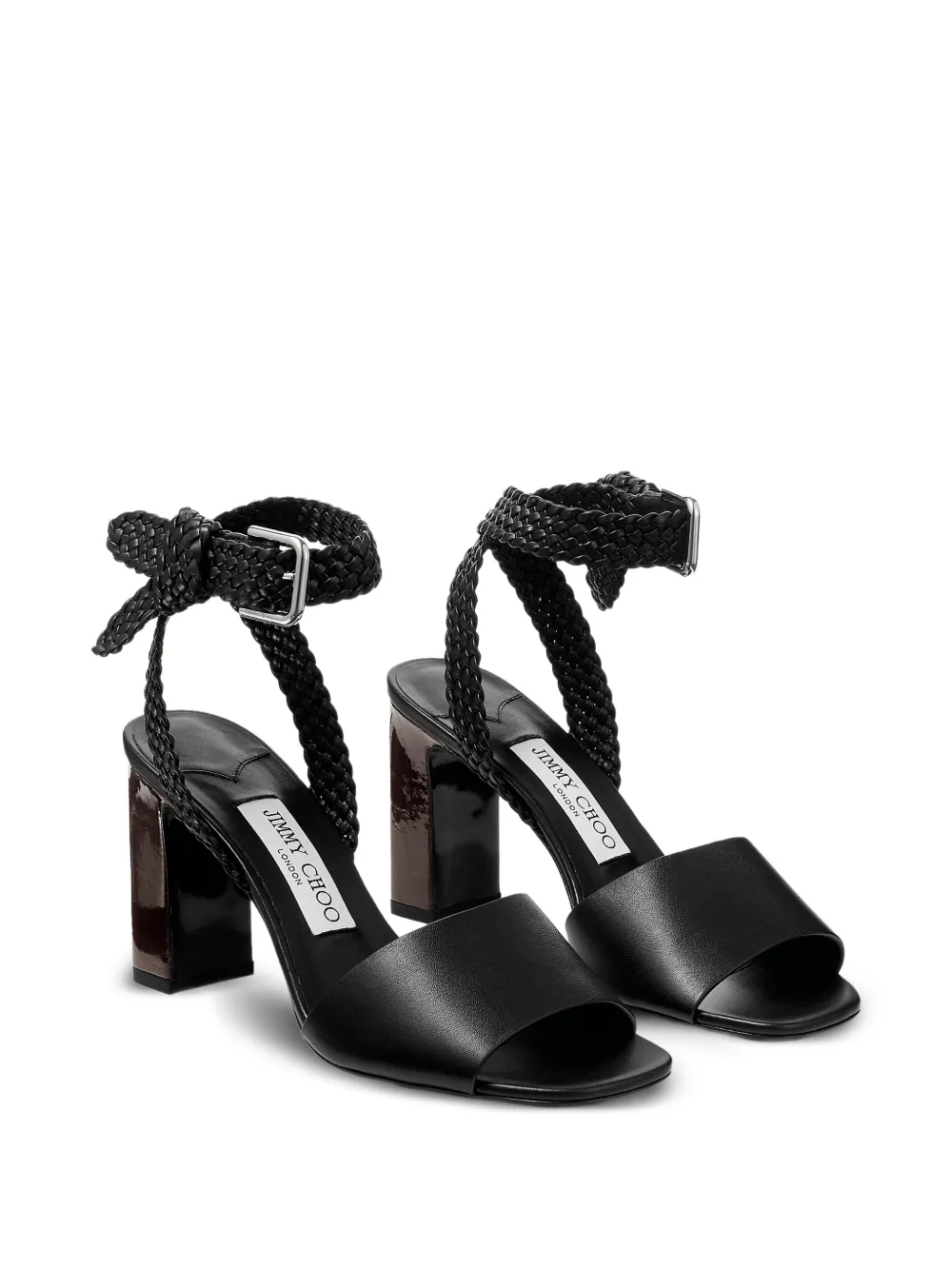 Jimmy Choo Rori gevlochten sandalen met gesp Zwart