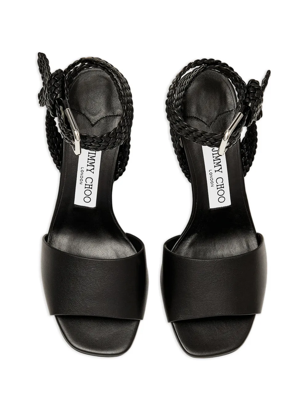 Jimmy Choo Rori gevlochten sandalen met gesp Zwart