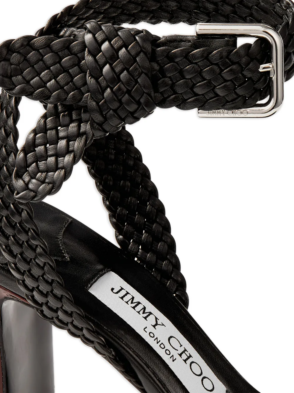 Jimmy Choo Rori gevlochten sandalen met gesp Zwart