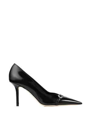 Jimmy Choo Melva Dorsay 皮质中跟鞋| 黑色| FARFETCH CN