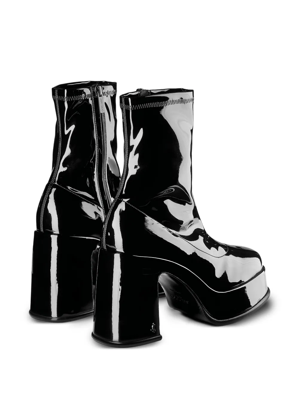 Jimmy Choo 100 mm Hadi enkellaarzen met blokhak en plateauzool Zwart