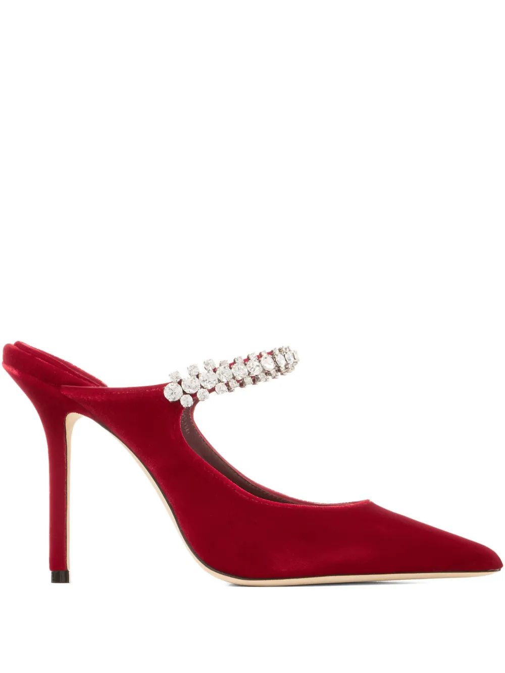 Jimmy Choo 10mm crystal-embellished pointed mules | rouge | Image 1