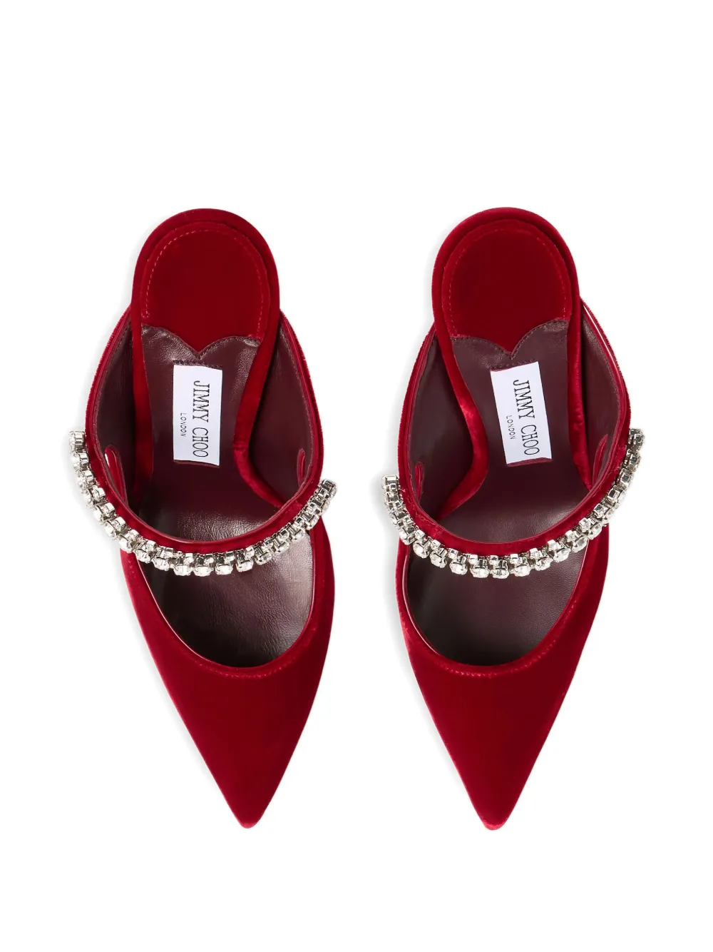 Jimmy Choo 10mm Crystal-embellished Pointed Mules In Red