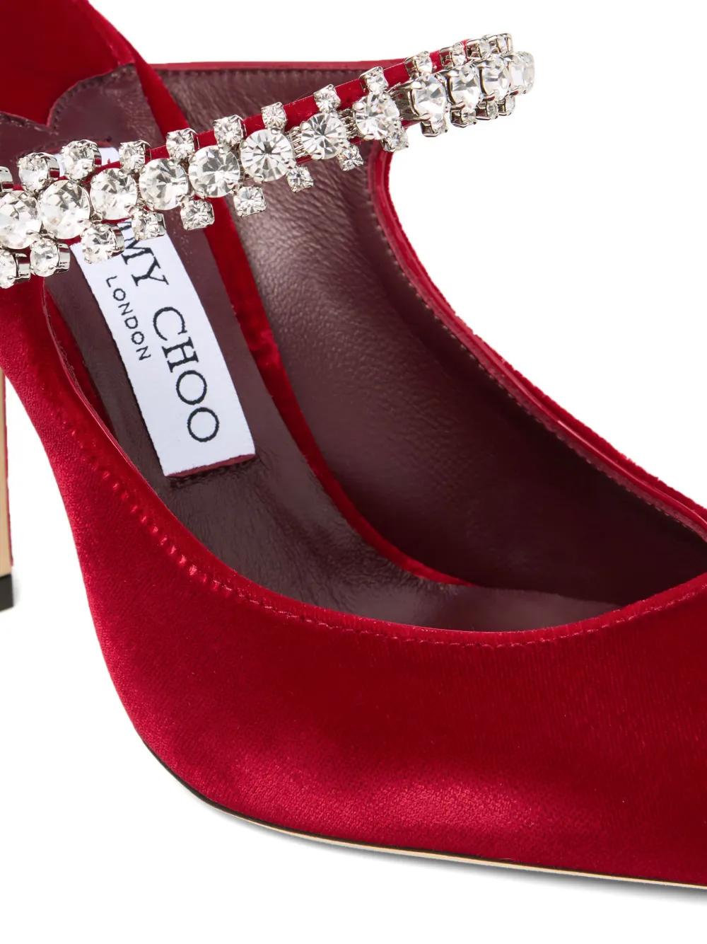 Jimmy Choo 10mm Crystal-embellished Pointed Mules In Red