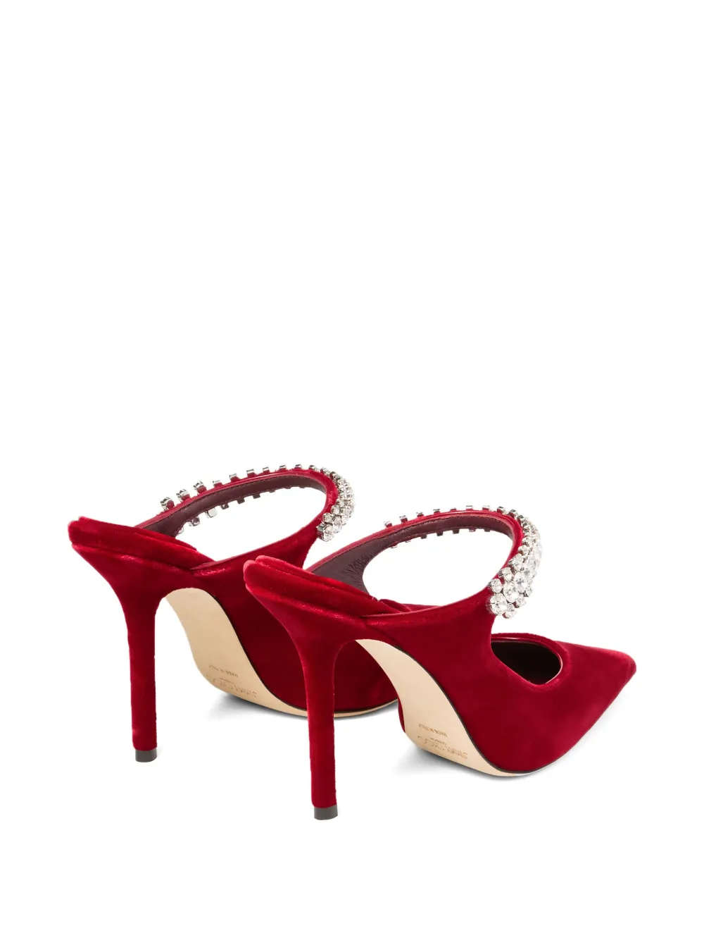 Jimmy Choo 10mm Crystal-embellished Pointed Mules In Red