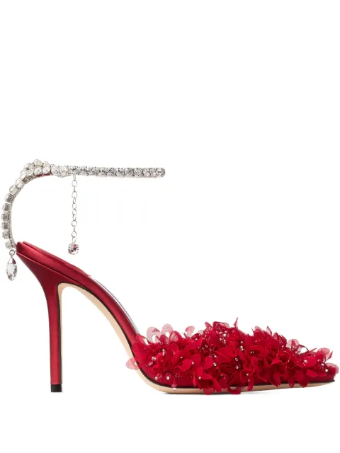 Jimmy Choo 100mm Saeda crystal-embellished floral pumps