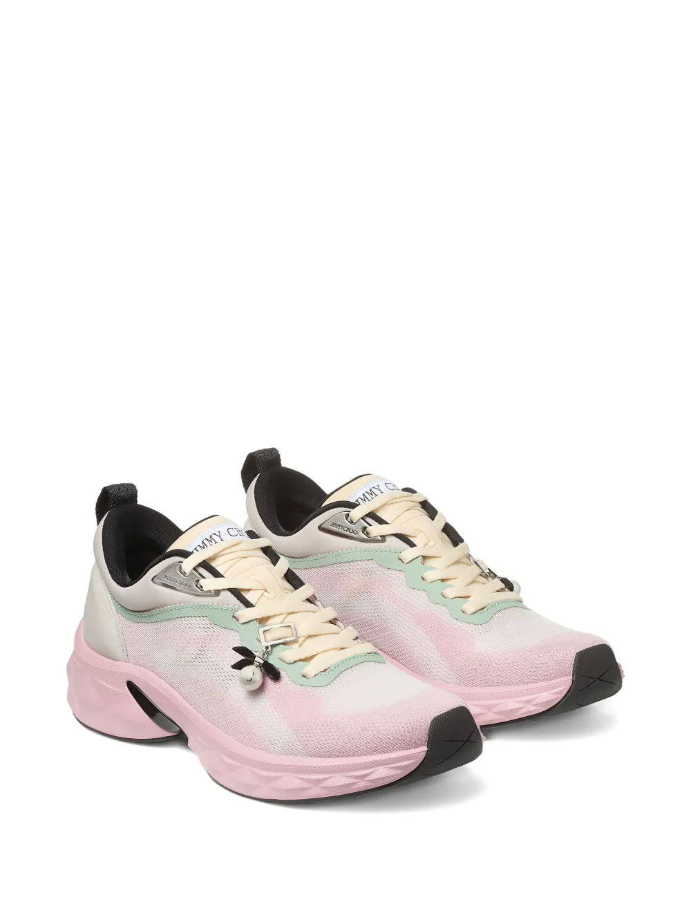 Jimmy Choo Diamond Run pearl-embellished sneakers Roze