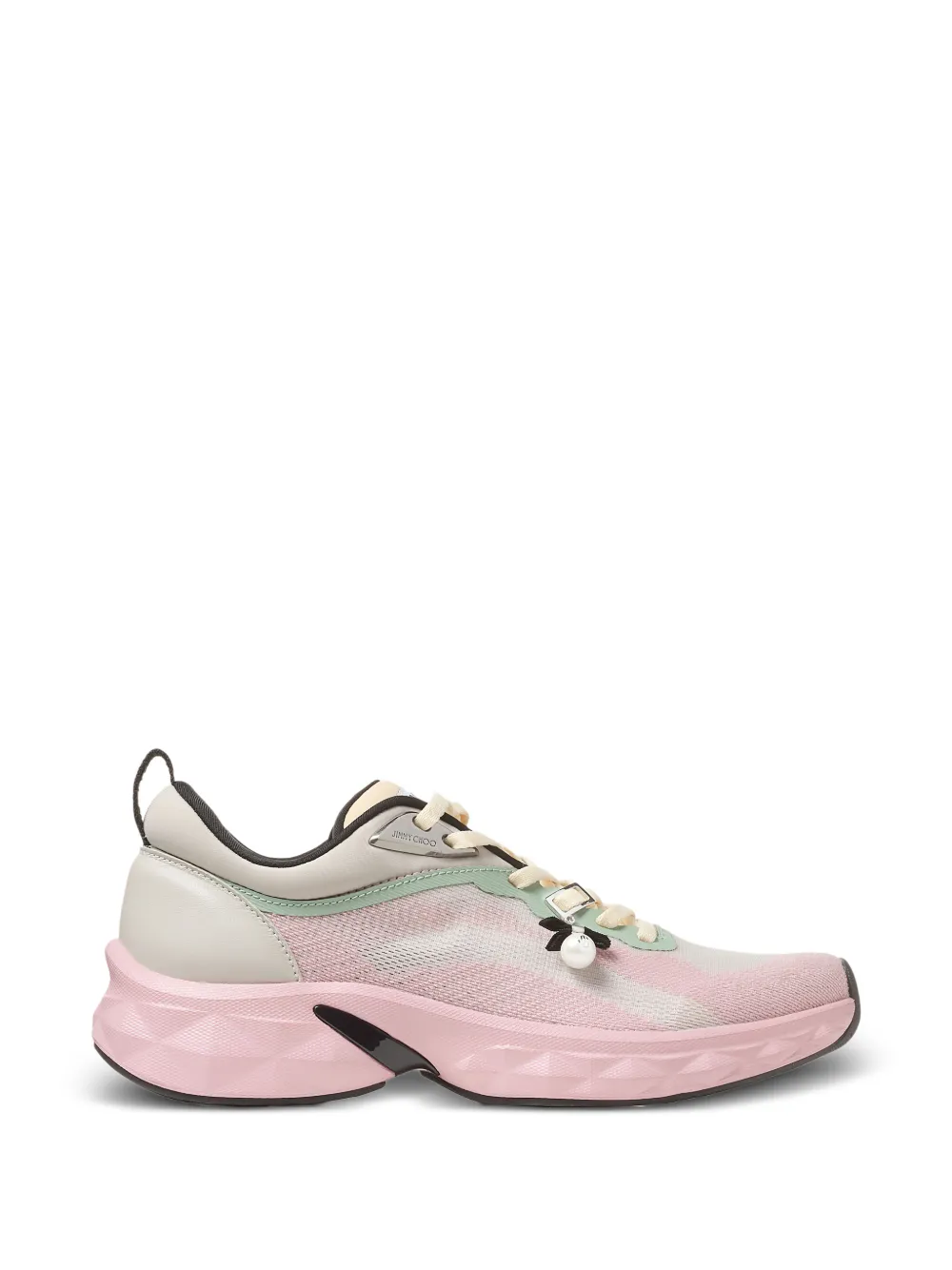 Jimmy Choo Diamond Run pearl-embellished sneakers Roze