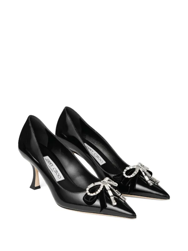 Jimmy Choo Auria 70 crystal-bow Pumps | Black | FARFETCH
