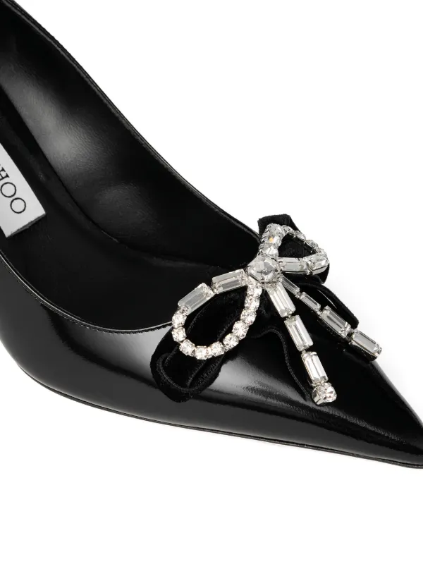 Jimmy Choo Auria 70 crystal-bow Pumps | Black | FARFETCH CA