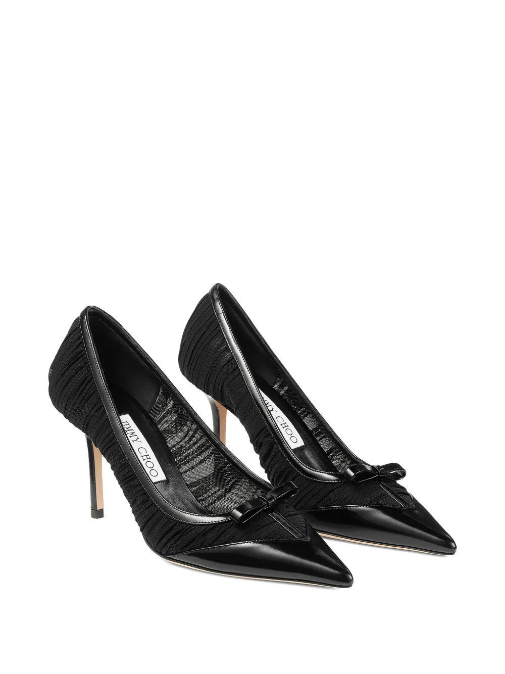 Jimmy Choo Love bow pointed leather pumps Zwart