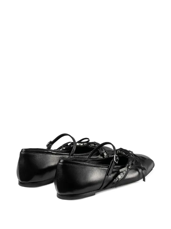 Jimmy Choo ブラック フラットシューズ　リボン Jimmy Choo Loli デコラティブ フラットシューズ | ブラック | FARFETCH JP