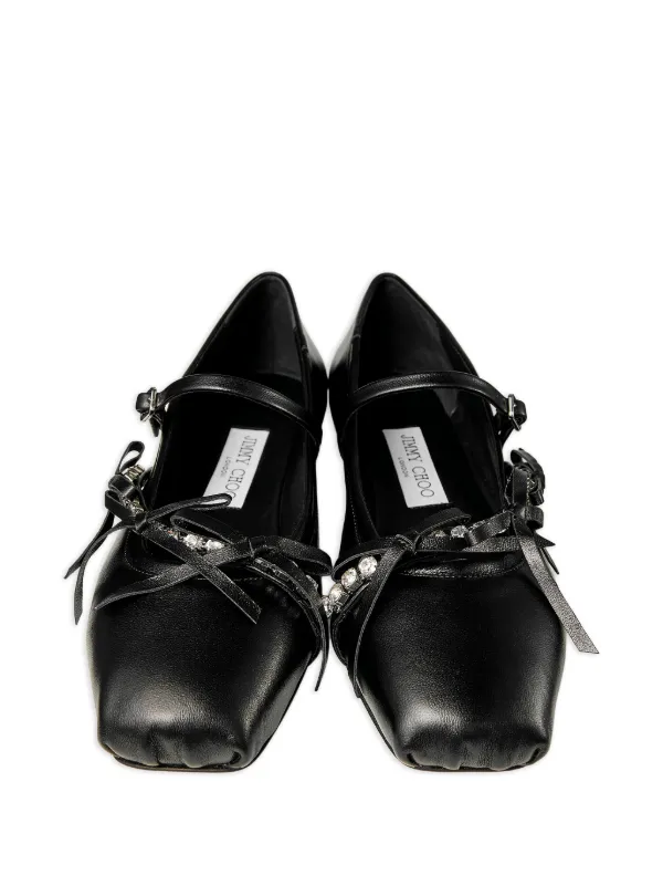 Jimmy Choo ブラック フラットシューズ　リボン Jimmy Choo Loli デコラティブ フラットシューズ | ブラック | FARFETCH JP