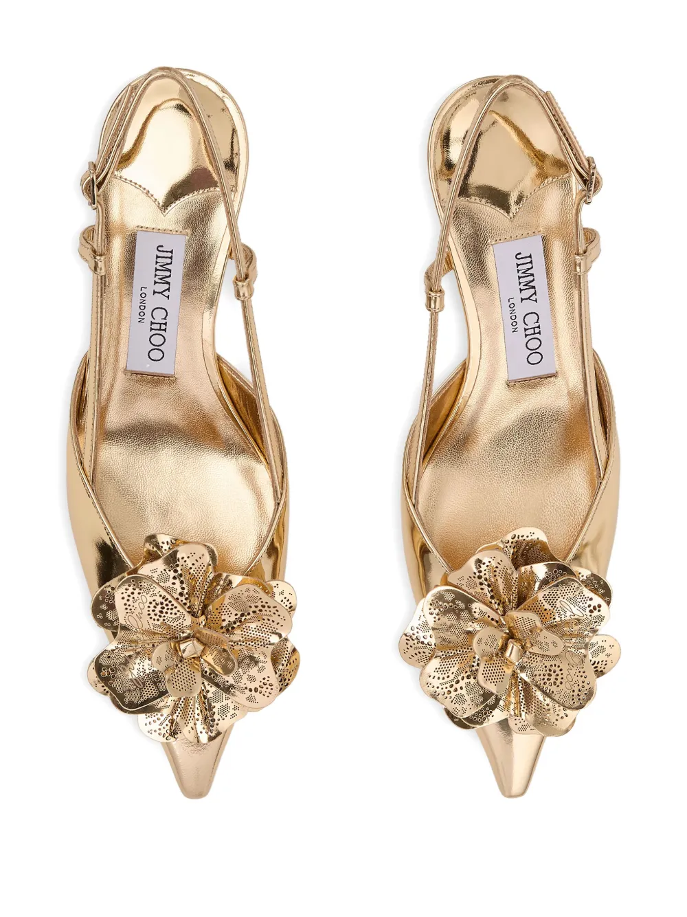 Jimmy Choo 50 mm Mimmi slingback pumps met bloemenprint Goud
