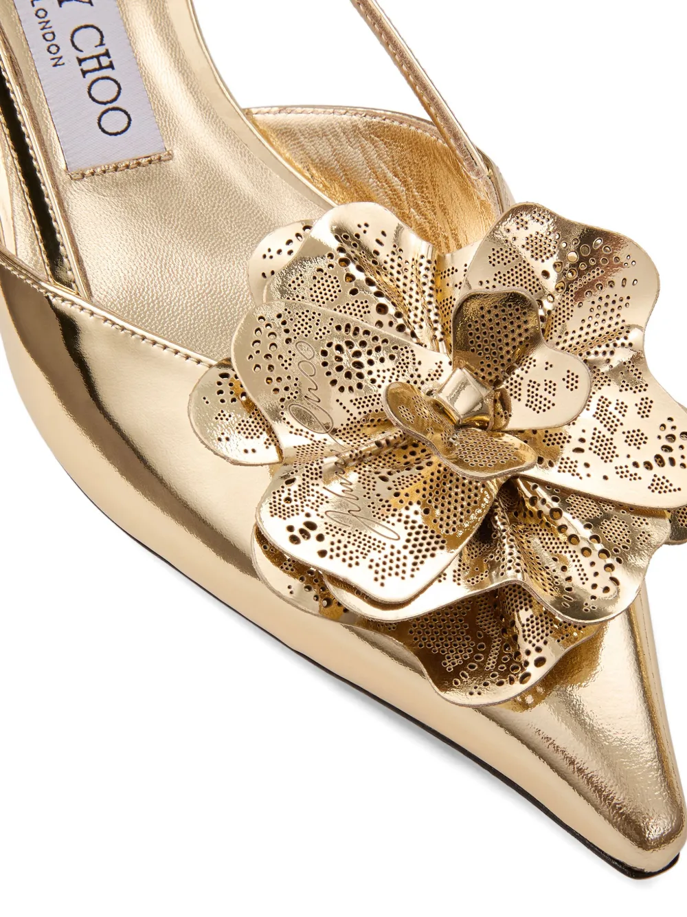 Jimmy Choo 50 mm Mimmi slingback pumps met bloemenprint Goud