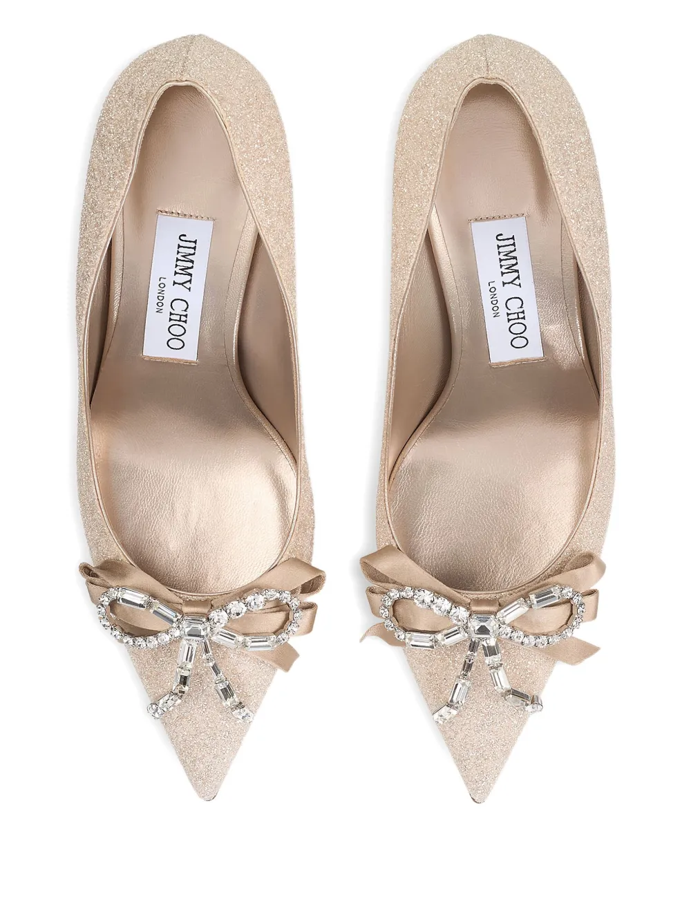 Jimmy Choo 70 mm Auria pumps met kristallen strik Goud