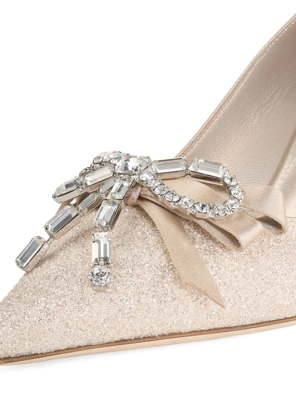 Jimmy Choo 70 mm Auria pumps met kristallen strik Goud