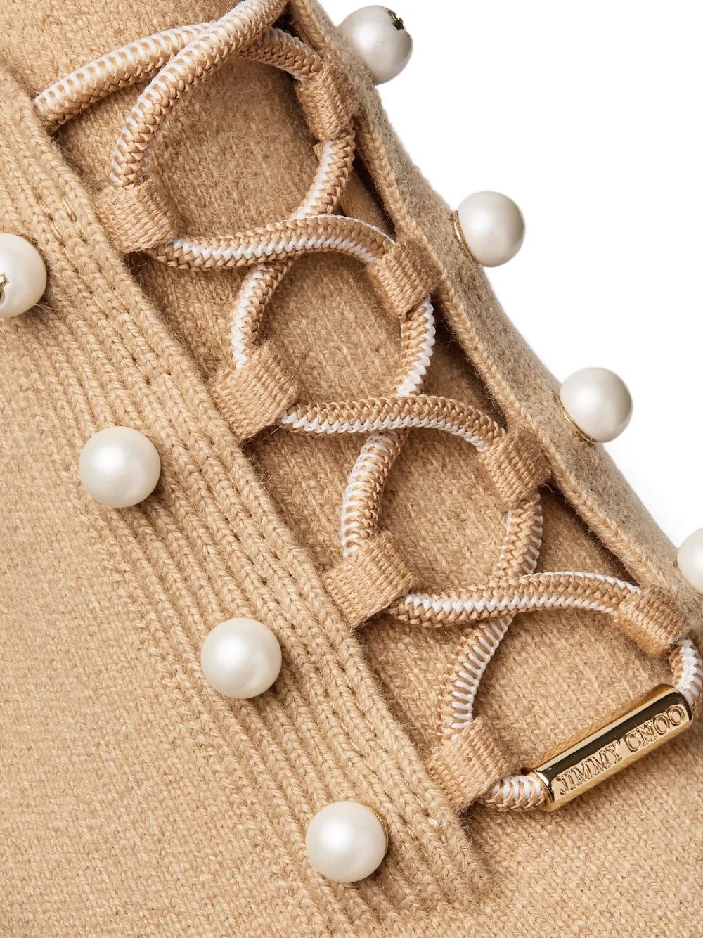 Jimmy Choo Veles sneakers met parel Beige