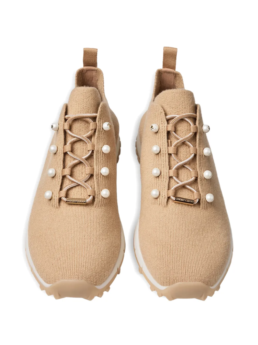 Jimmy Choo Veles sneakers met parel Beige