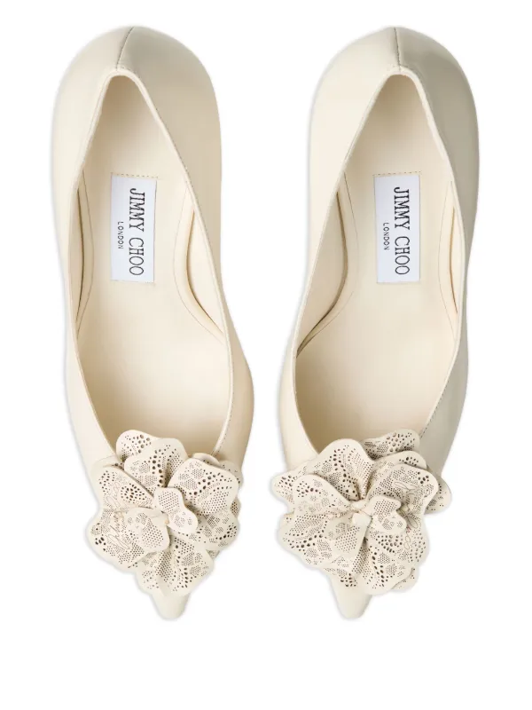 Jimmy Choo Bomba Mimi 85mm flower-appliqué Pumps | Neutrals | FARFETCH