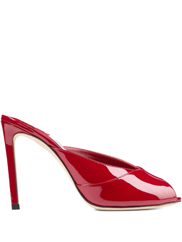 Jimmy Choo Brigitte 100 Peep-toe Mules in Red