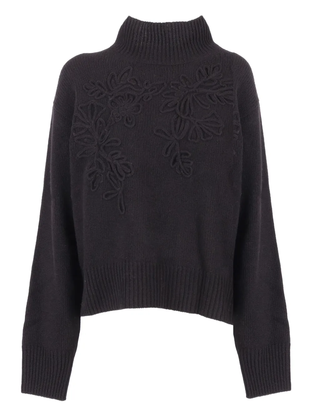Ermanno Scervino Embroidered High-neck Sweater In Brown