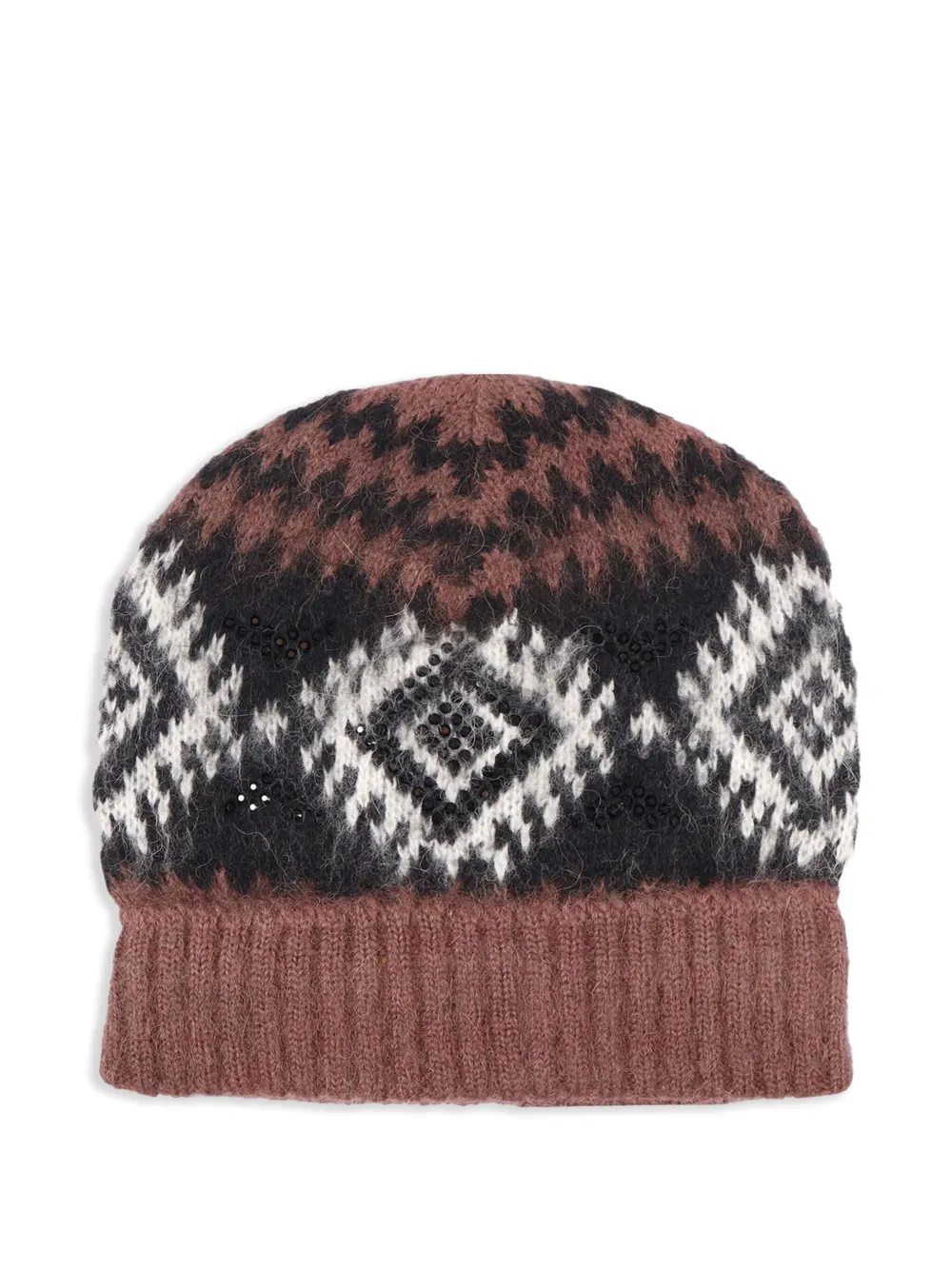 Ermanno Scervino patterned beanie hat | Brown | Image 1