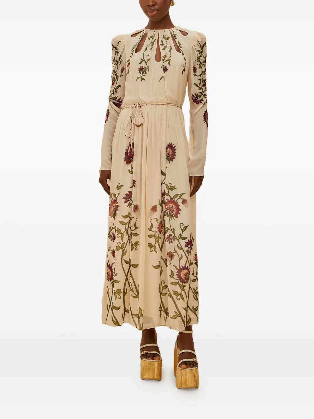 FARM Rio cut-out floral maxi dress - Beige