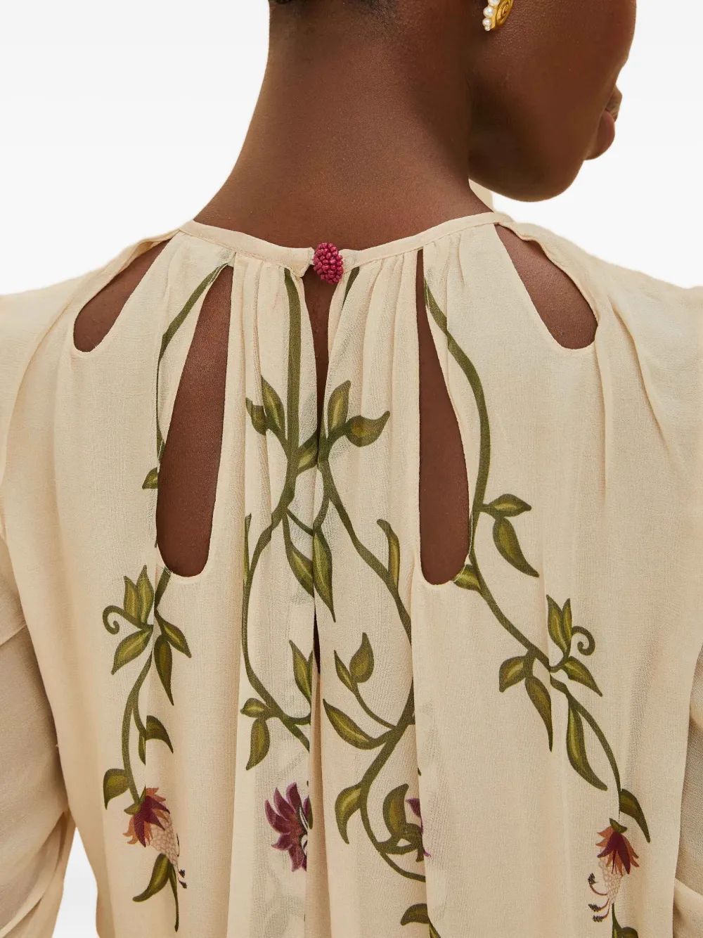 FARM Rio Maxi-jurk met uitgesneden bloemen Beige