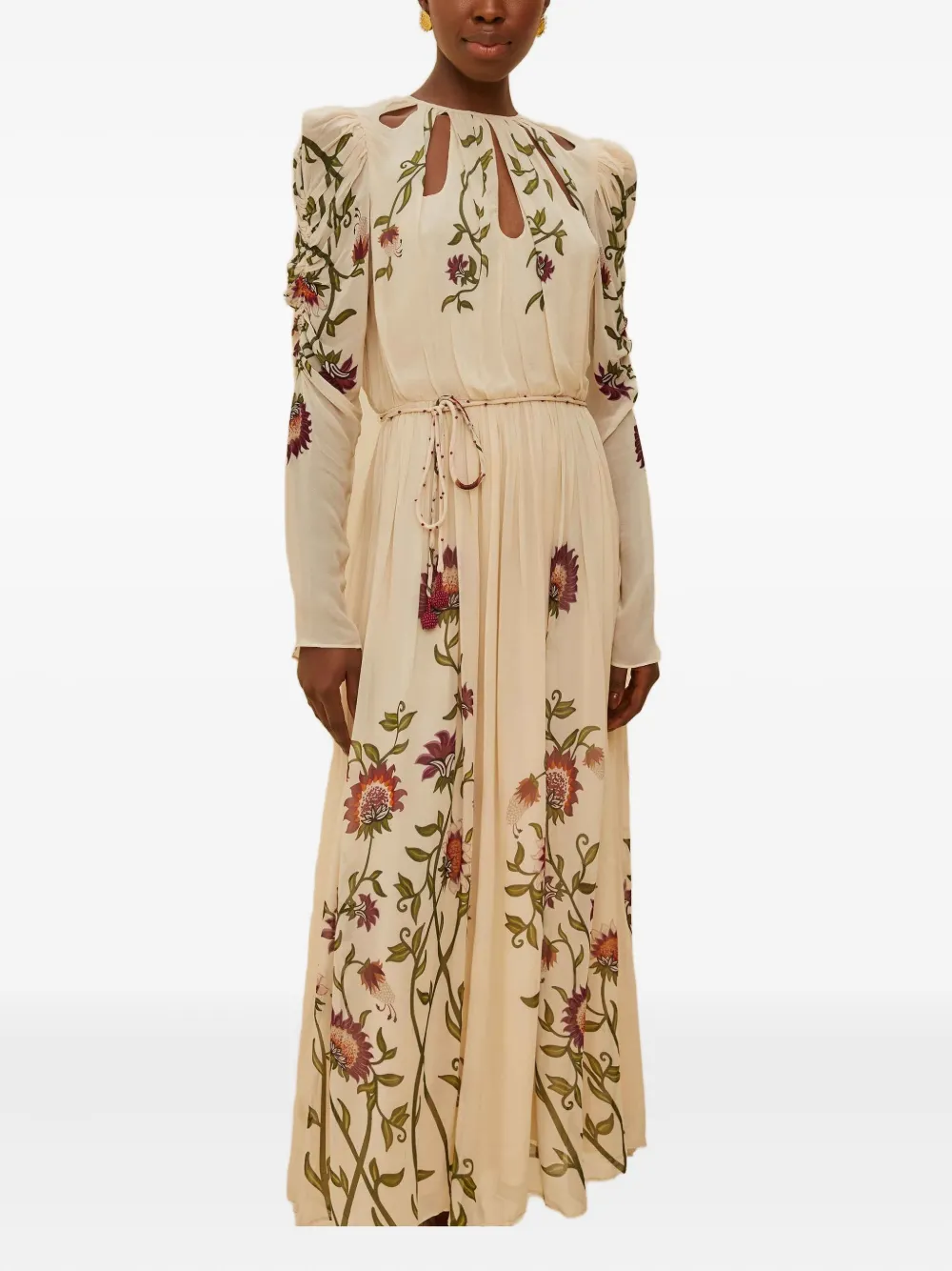 FARM Rio cut-out floral maxi dress - Toni neutri