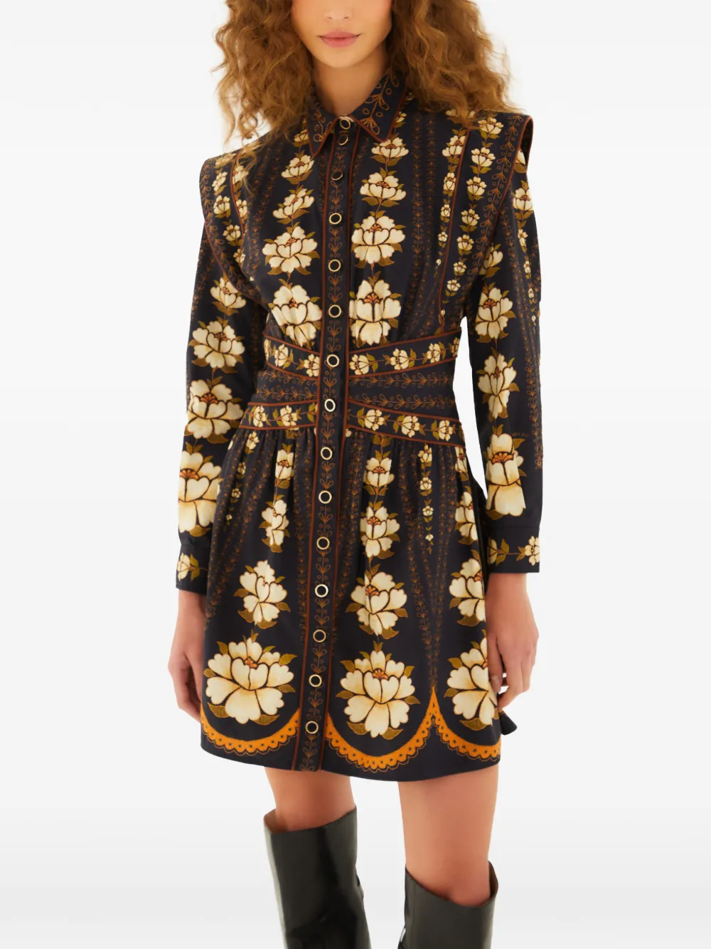 FARM Rio floral-print mini dress - Nero