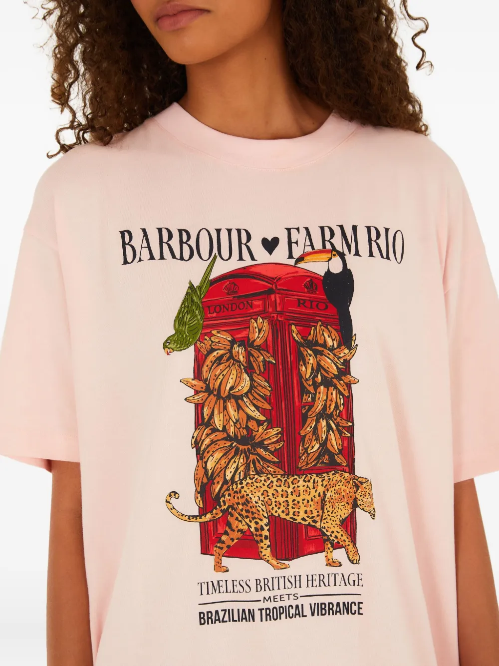 Farm Rio X Barbour Maria Clara Graphic-print T-shirt In Pink