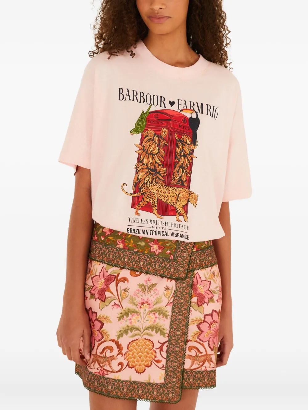 Farm Rio X Barbour Maria Clara Graphic-print T-shirt In Pink