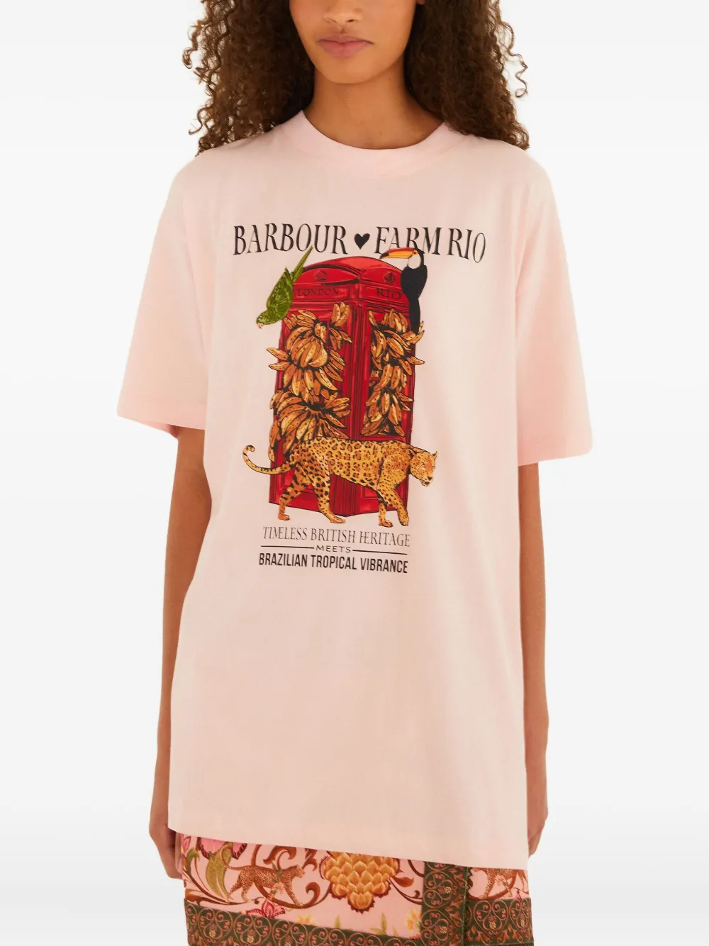 Farm Rio X Barbour Maria Clara Graphic-print T-shirt In Pink