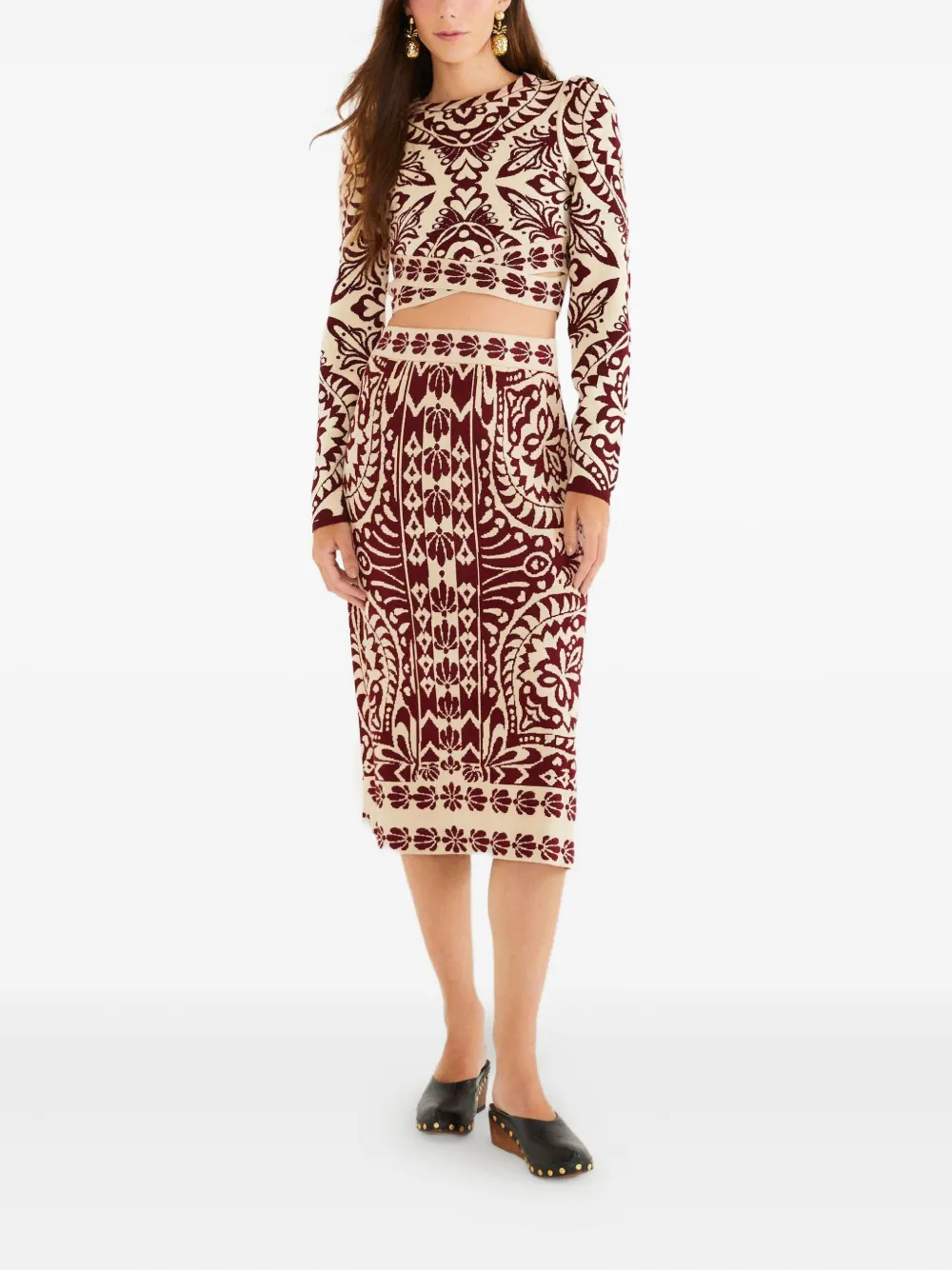  Farm Rio Patterned Long-sleeve Top - Neutrals 
