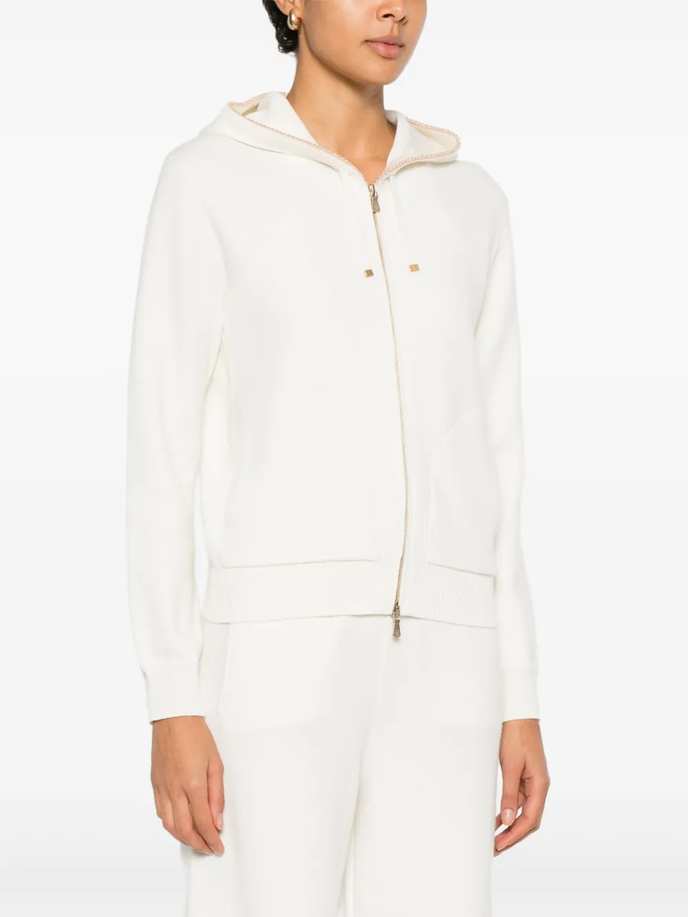 Eleventy Zip-up Hoodie In White