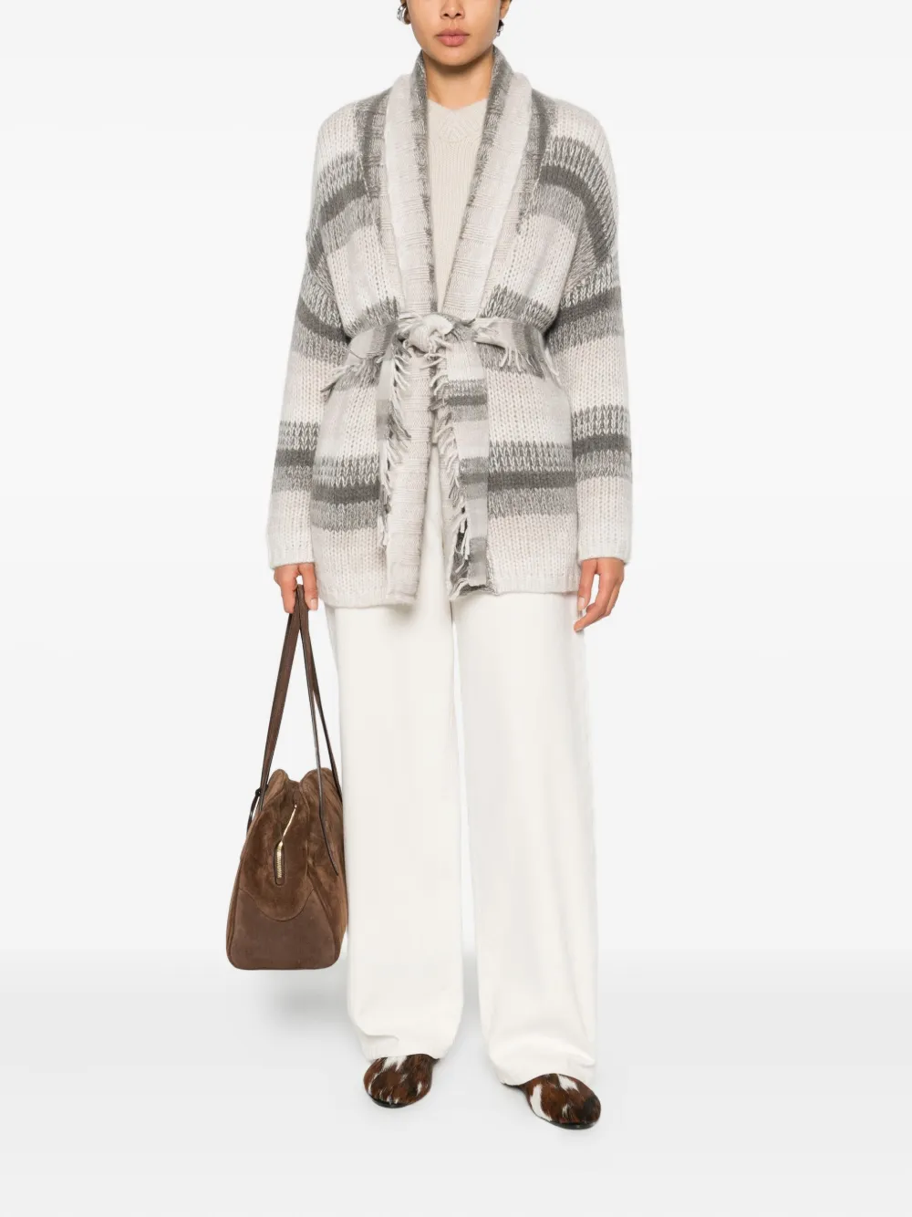Hemisphere cardigan rayé à franges | Cardigans | Image 2