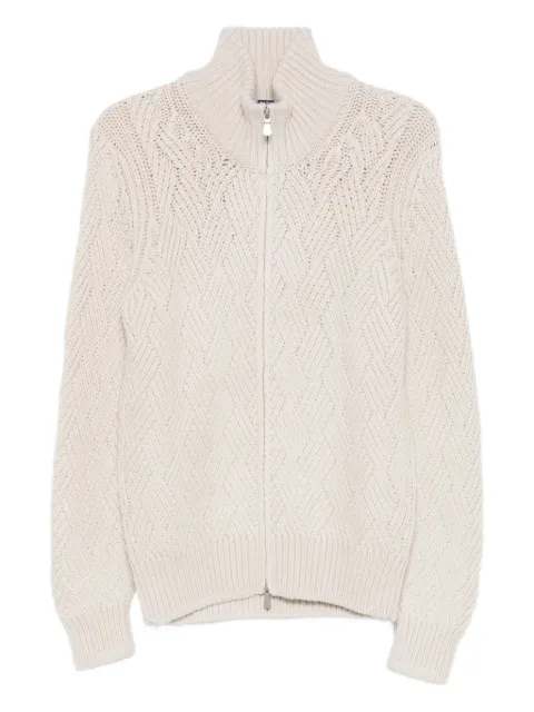 Barba zip-up cable-knit cardigan